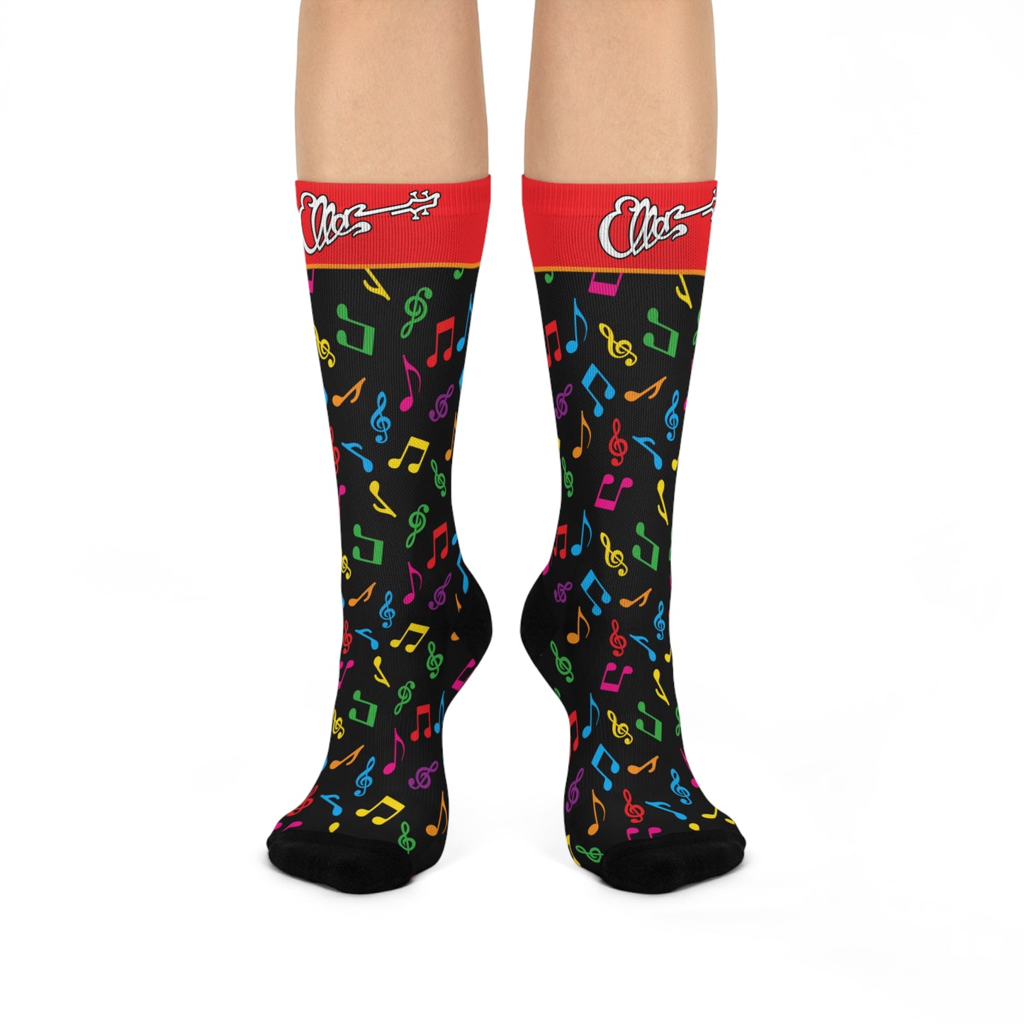 "Ellen" Logo Music Notes Socks